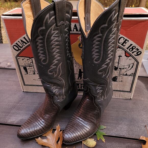 Vintage Justin Grey Lizard Western Boots Style A2030 size 7B - Picture 1 of 16